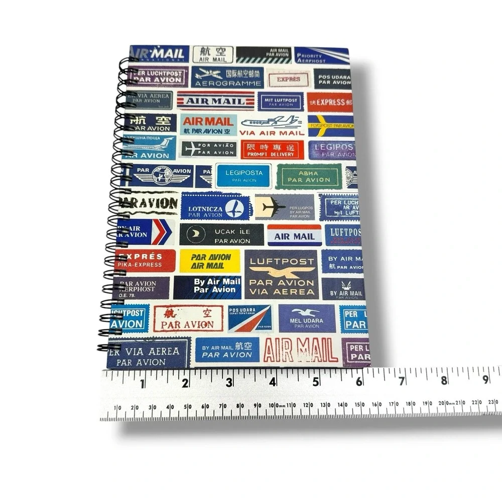 AIR MAIL Par Avion NOTEBOOK Journal Spiral Bound HC 63 Blank Pgs Chronical Books